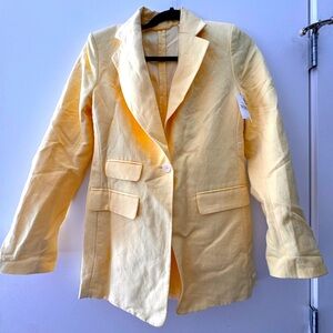 Buttery Yellow linen blazer, size 2,  NEW W TAG, banana republic